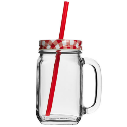 Country Drinking Jars with a lid and straw