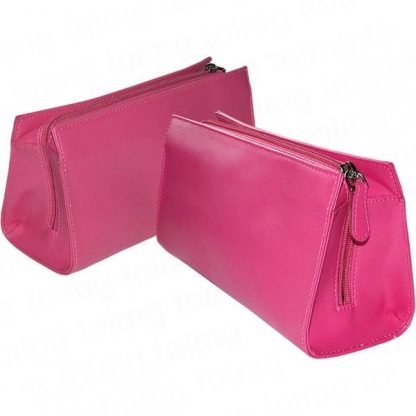 Pink Leather Make Up Bag
