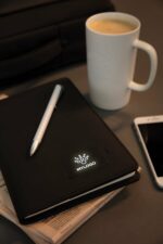 Light-Up Promotional Notebook on a desk