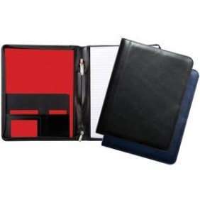 A4 leather zip round folder and pad
