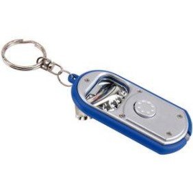 Key ring bottle opener with light