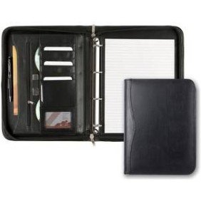 A4 Recycled leather zipped ring binder