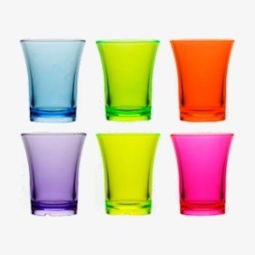 Reusable coloured shot glasses