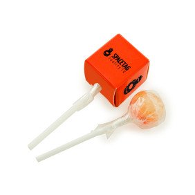 Cube packaged lollipop