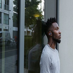 Man wearing Wireless Earphones