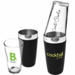 Vinyl Coated Cocktail Shaker Cup with Glass Mixing Cups