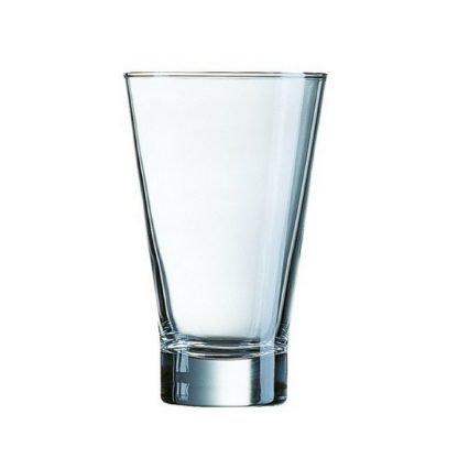 Branded v-shaped glass