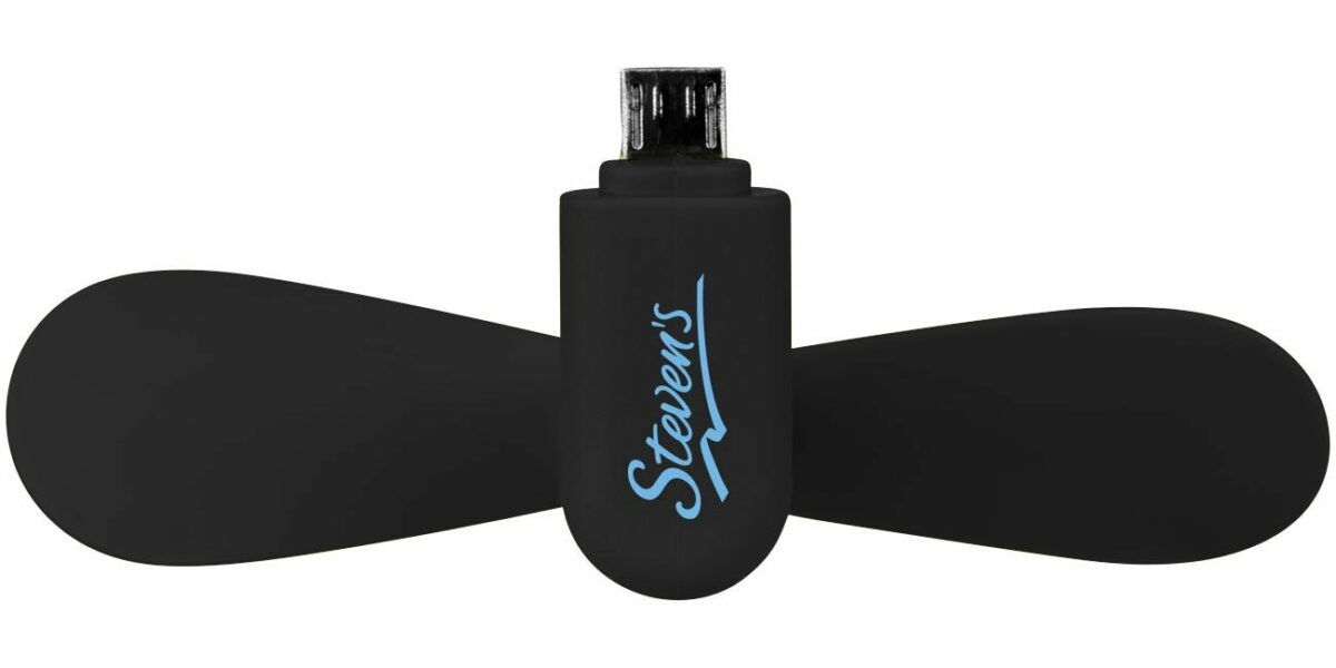 Micro USB Fan in Black with Branding