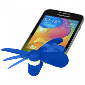 Micro USB Fan in Blue Plugged In