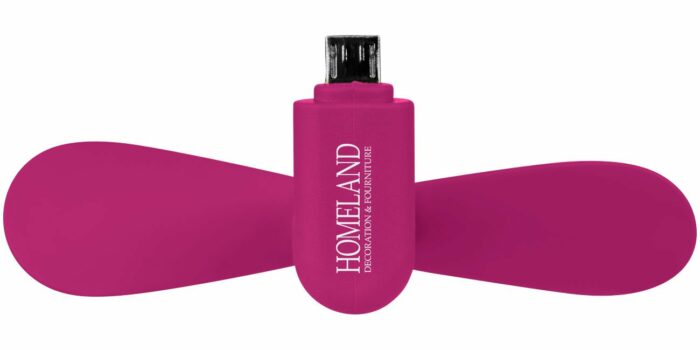 Micro USB Fan in Pink with Branding