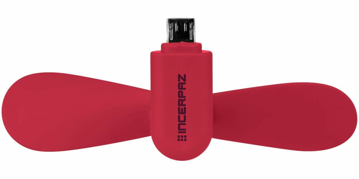 Micro USB Fan in Red with Branding