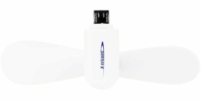 Micro USB Fan in White with Branding