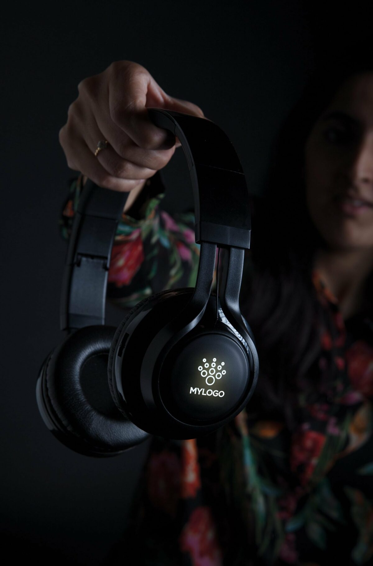 Light-Up Promotional Wireless Headphones in Use