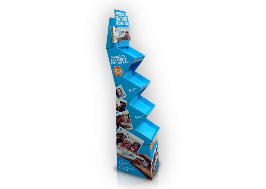 Free standing display unit with angled shelves - All in One Merchandise