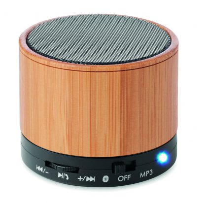 Round Bamboo Bluetooth Speaker