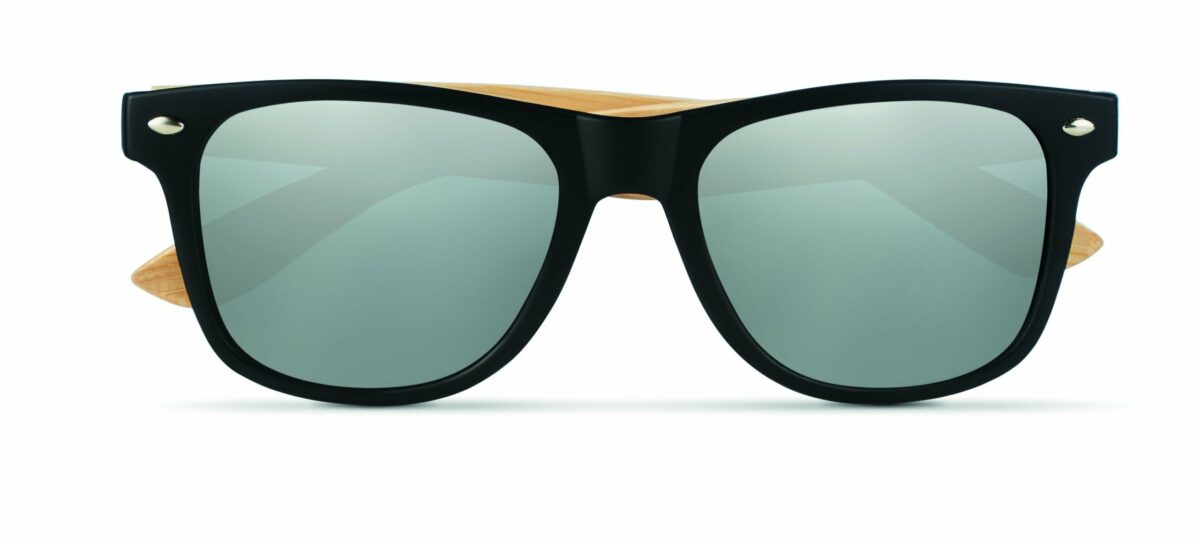 Mirrored Sunglasses with Bamboo Arms - Image 1