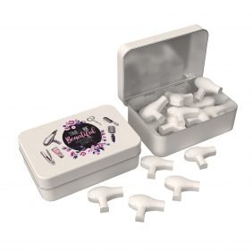 Custom Shaped Sugar Free Mints in Tin