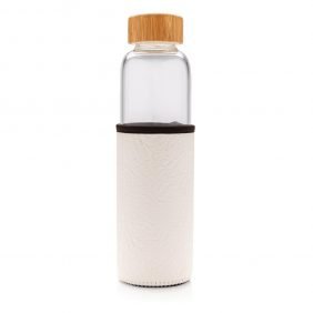 Glass bottle with textured PU sleeve