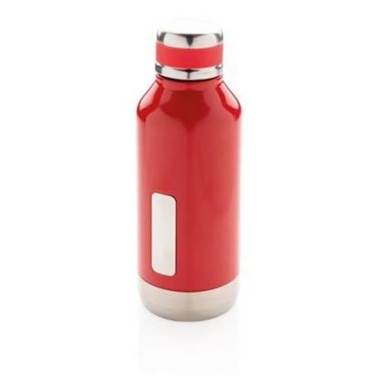 Vacuum bottle with logo plate