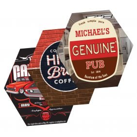 Hexagonal plastic coaster