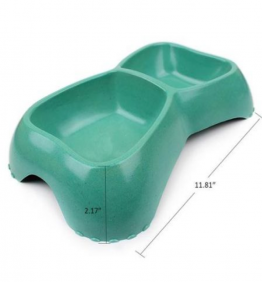 Bamboo  Bone Shaped Dual Pet Feeder Dog Bowl