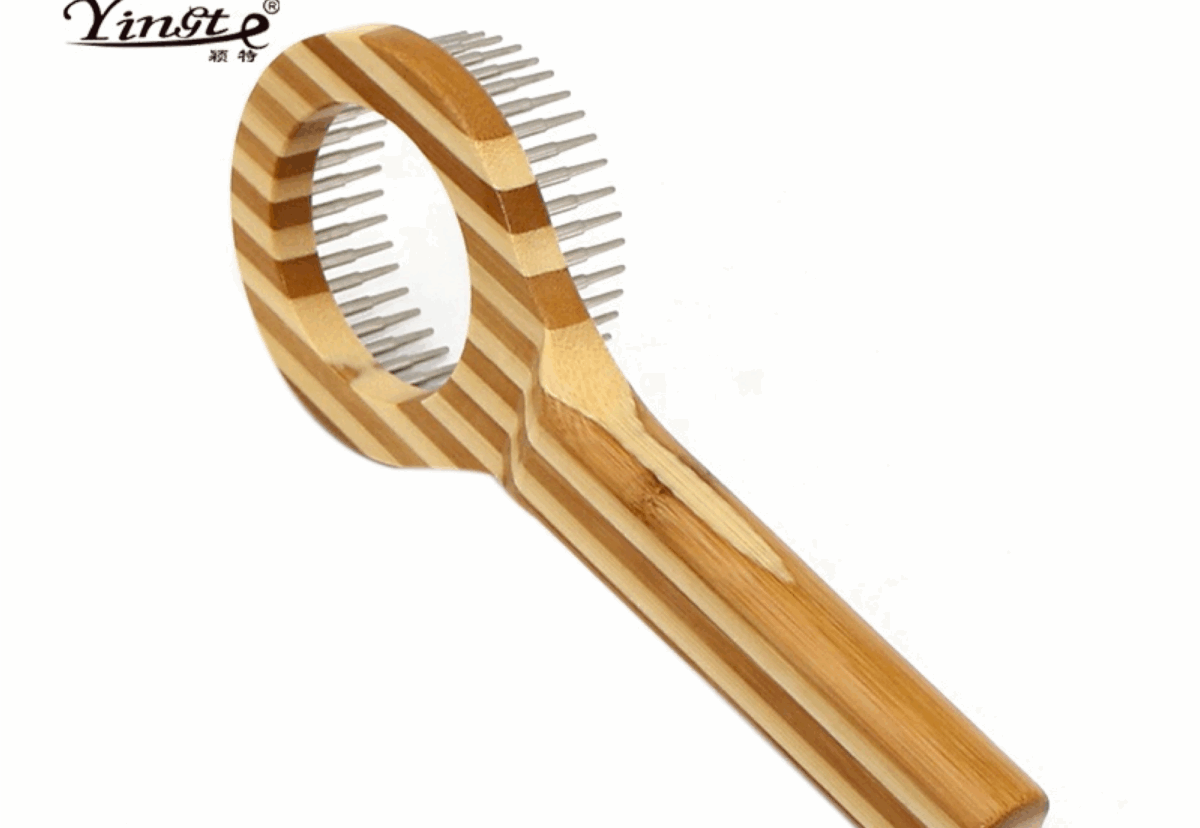 Bamboo open knot Pet Grooming brush - Image 1