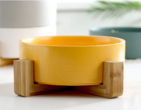 Branded Ceramic & Bamboo Dog bowl