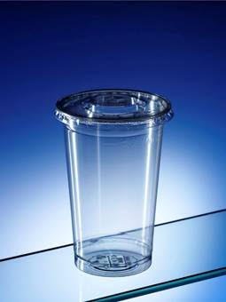 rPET Pint and Half Pint Plastic Cup - Lidded
