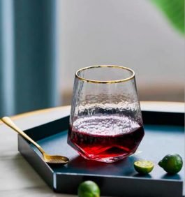 Hexagonal Tumbler with gold rim