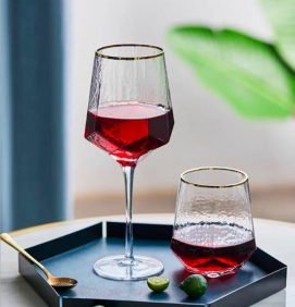 Hexagonal Glass with gold rim