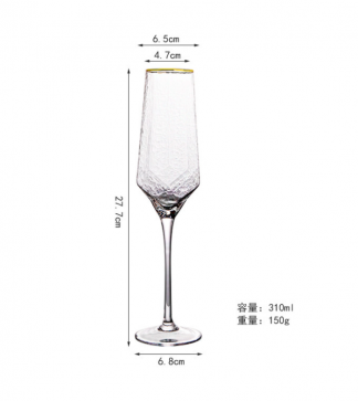 Hexagonal Champagne Glass with gold rim