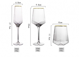 Hexagonal Champagne Glass with gold rim