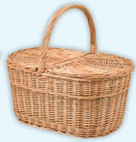 Large Oval Lidded Picnic Basket