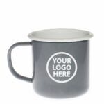 Large Branded Enamel Mug 400ml Grey