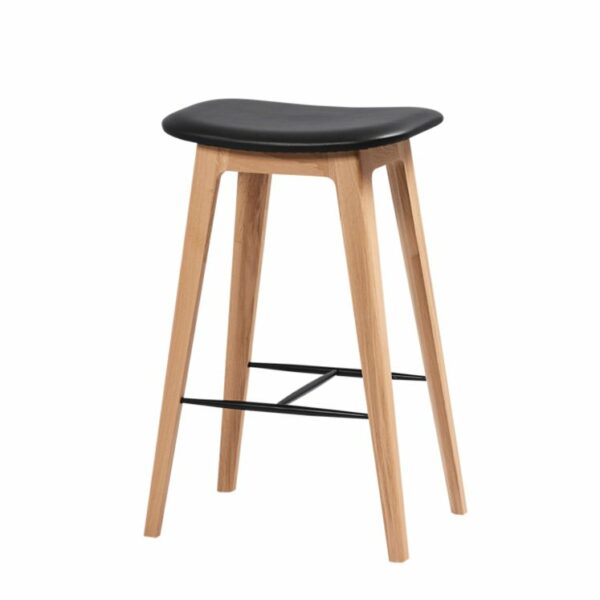 Branded Oak Bar Stool Black