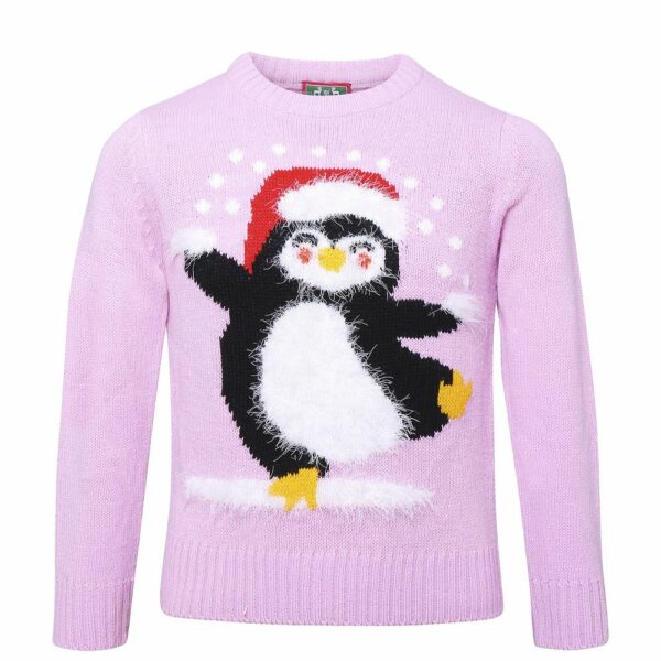 Eyelash Yarn Penguin Jumper for Kids