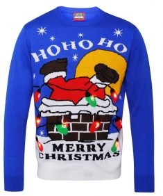 Novelty light up christmas jumper - santa in the chimney