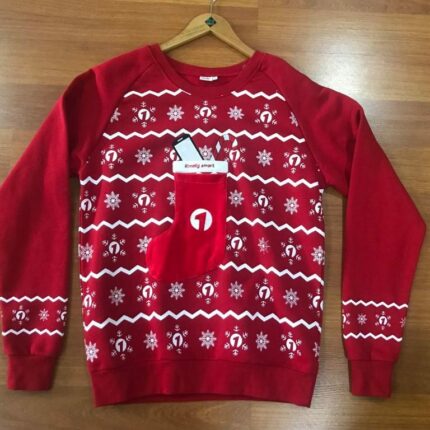 Christmas jumper with stocking on chest