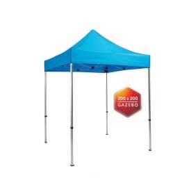 Blue gazebo, two meter by two meter