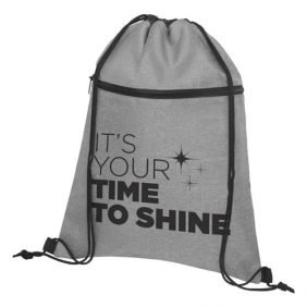 drawstring bag with large zip pocket