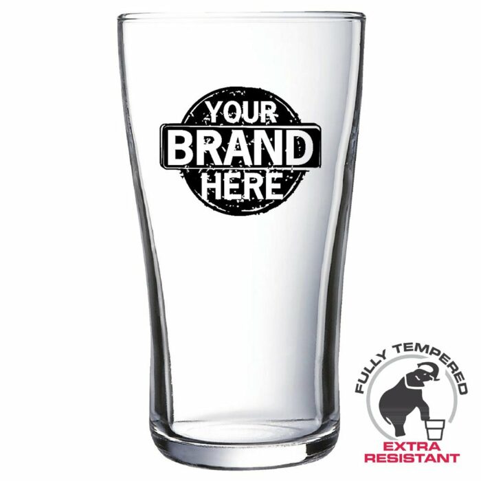Fully Tempered Beer Glass With Black Logo