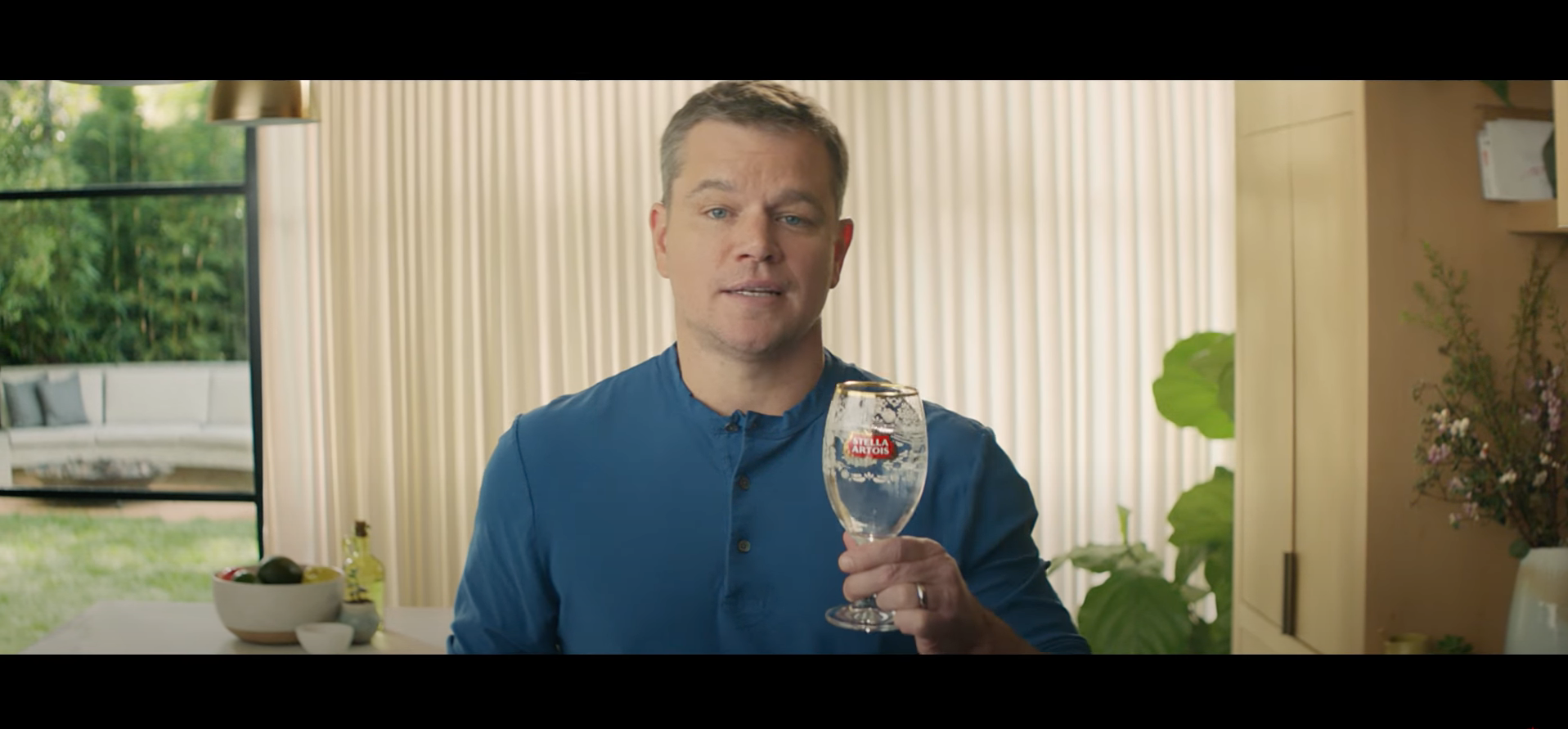 Video Screenshot of Matt Damon speaking about Stella Artois Glass and Water.org collaboration