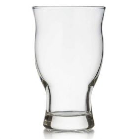 an empty light beer glass