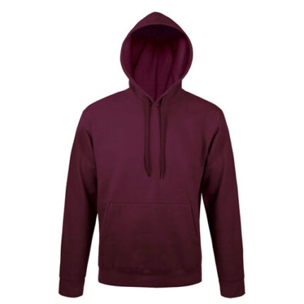 a unisex hoodie in burgundy
