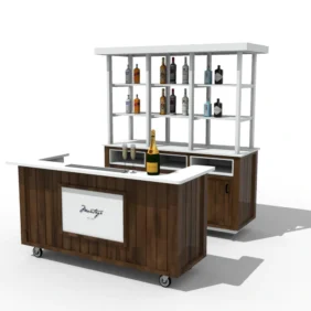 Dark Wood 6 ft Mobile Bar Set