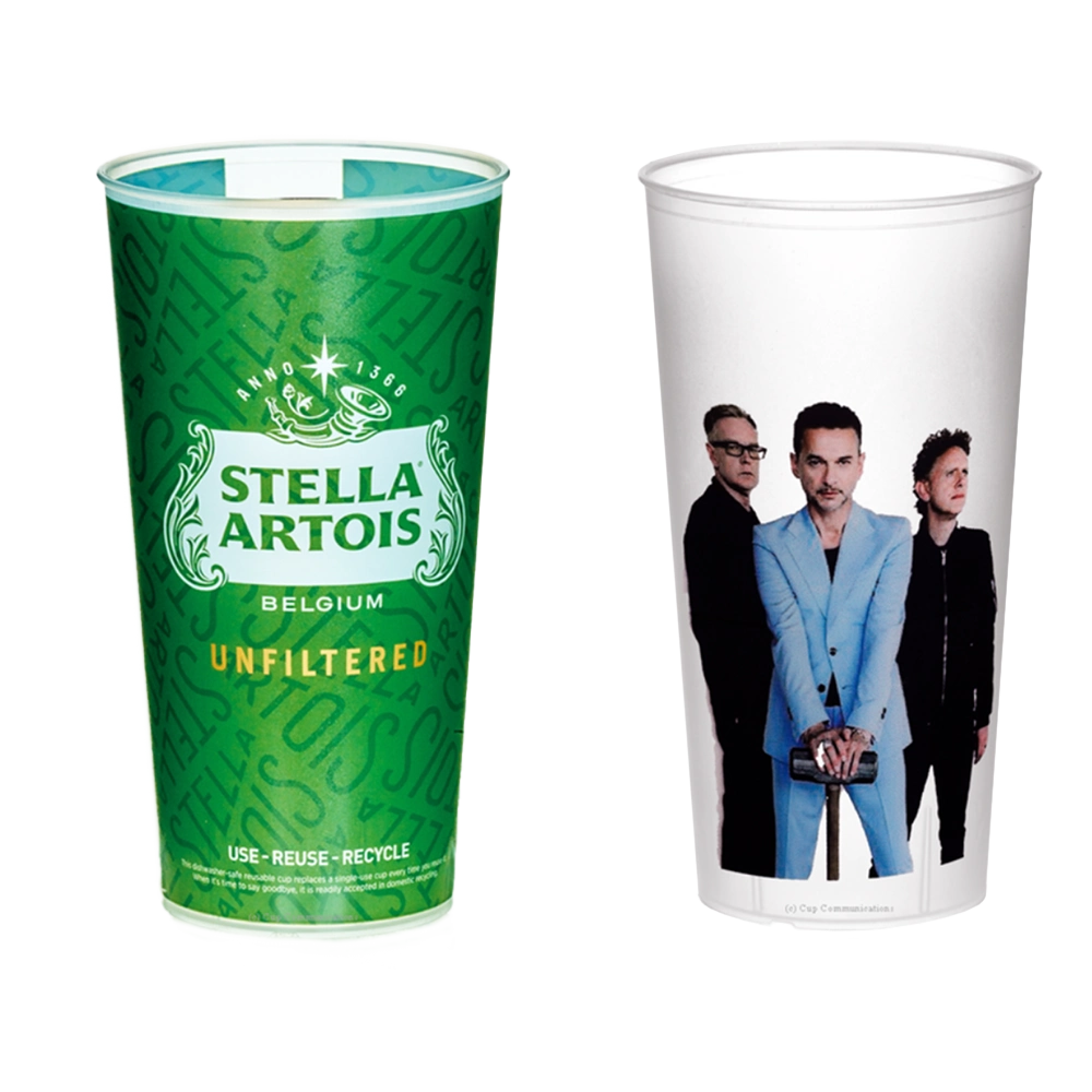 Plastic beer cups and glasses