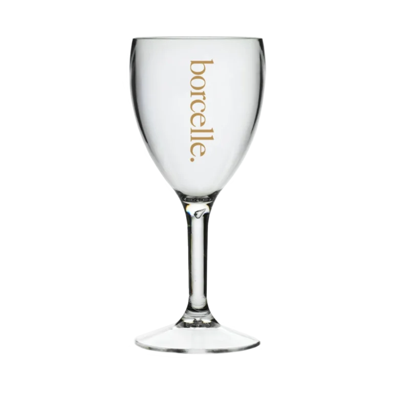Plastic wine glass with custom logo