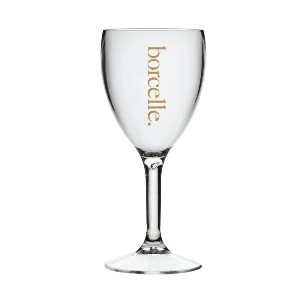 Plastic wine glass with custom logo