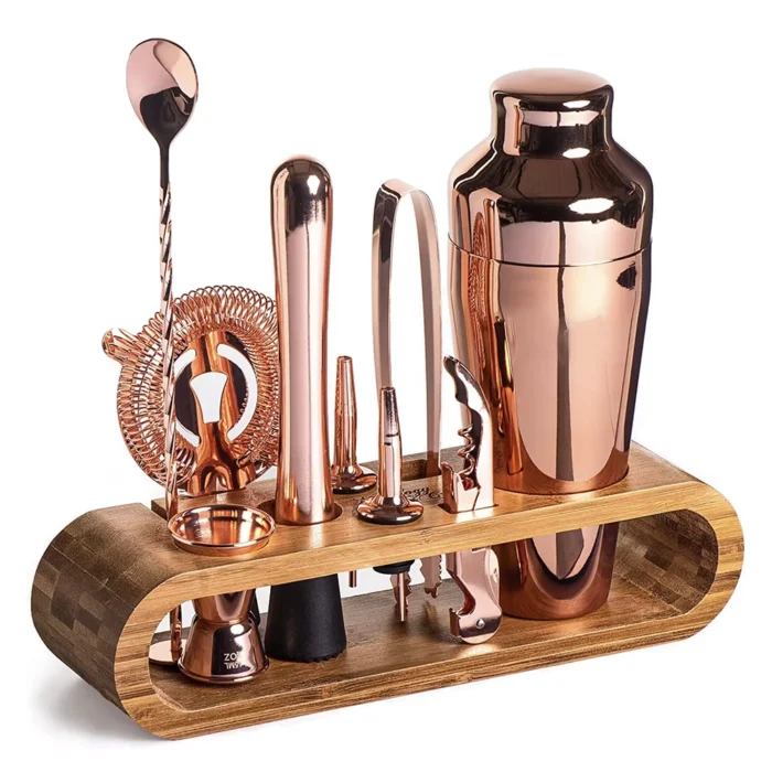 Custom Mixology Kit in Copper with Bamboo Stand