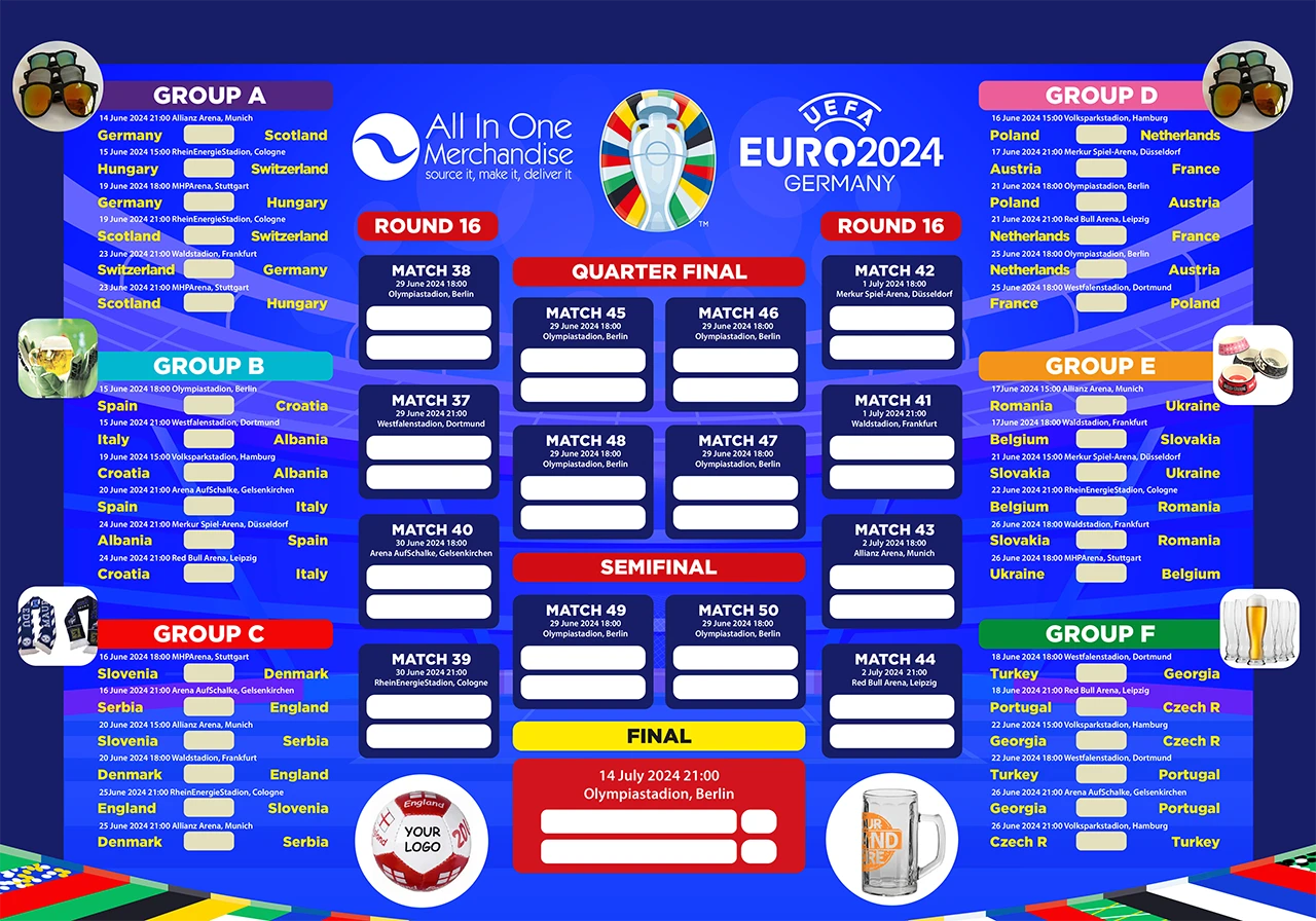 wall-chart UEFA Euro 2024by All In One Merchandise